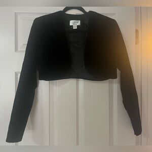 Jessica McClintock John Anthony velvet jacket bolero small cardigan black